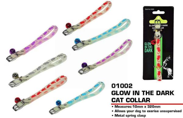 Pets That Play Glow in the Dark Cat Collar - 1cm x 32cm - Assorted Colours