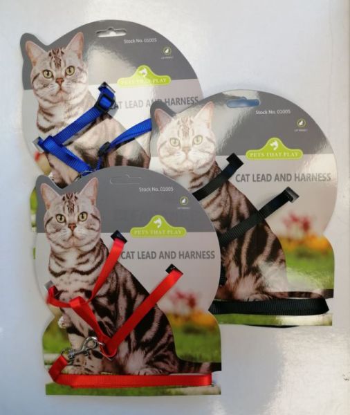 Pets That Play Cat Lead & Harness - Assorted Colours