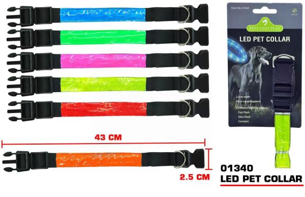 Pets That Play LED Pet Collar - S - Colours May Vary - 2.5cm x 43cm