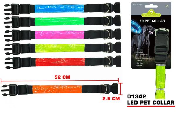 Pets That Play LED Pet Collar - L - Colours May Vary - 2.5cm x 52cm