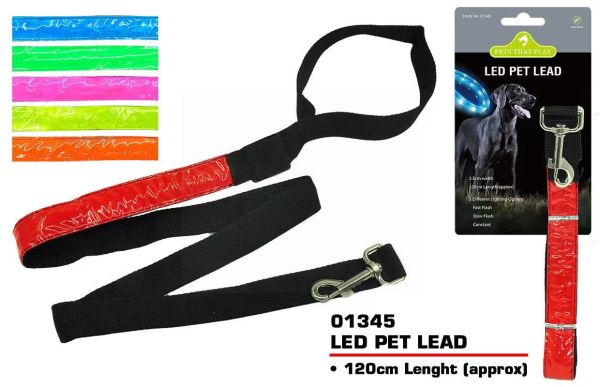Pets That Play LED Pet Lead - Colours May Vary - 2.5cm x 120cm