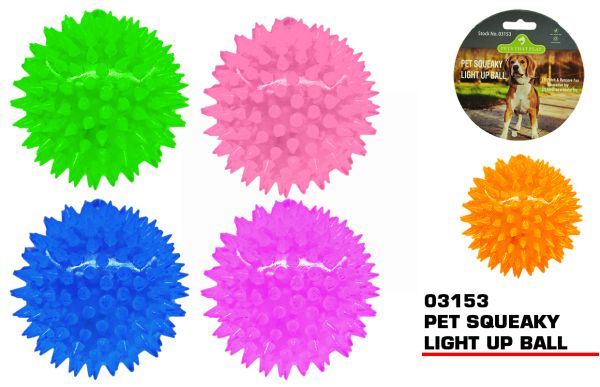 Pets That Play Pet Squeaky Light up Ball for Small/Medium Dogs - Colours May Vary - 6cm 