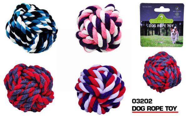 Plated Dog Rope Toy Ball - Colours May Vary