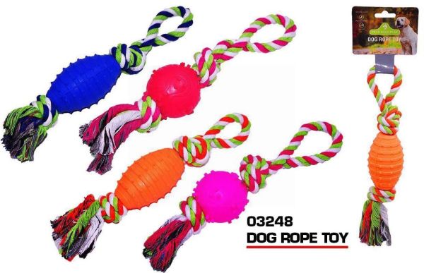 Pets That Play Pull & Tug Dog Rope Play Toy for Small/Medium Dogs - Assorted Colours - 29cm x 7cm