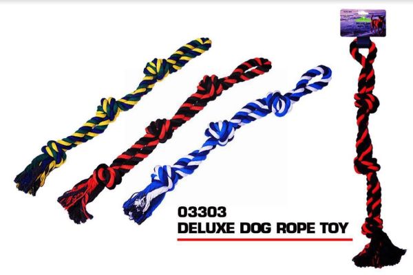 Pets That Play Deluxe Pull & Tug Dog Rope Toy - For Medium / Large Dogs -  Assorted Colours