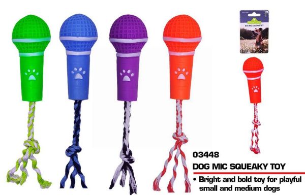 Pets That Play Dog Mic Squeaky Toy - For Small / Medium Dogs - Assorted Colours