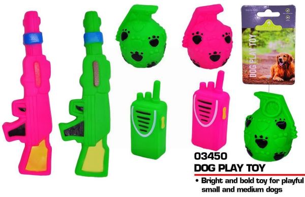 Pets That Play Squeaky Dog Play Toy - For Small / Medium Dogs - Assorted Shapes & Colours