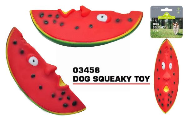 Pets That Play Dog Squeaky Play Toy for Small/Medium Dogs - Watermelon Face - 15cm x 6cm