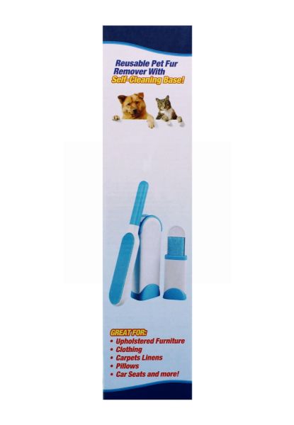 REUSABLE PET HAIR REMOVER WITH SELF CLEANING BASE