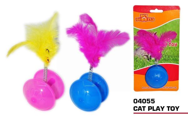 Pet Buddies Cat Play Toy with Feather - Assorted Colours 