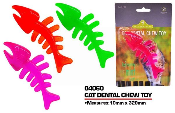 Pets That Play Cat Friendly Cat Dental Chew Toy - 10 x 9cm - Assorted Colours