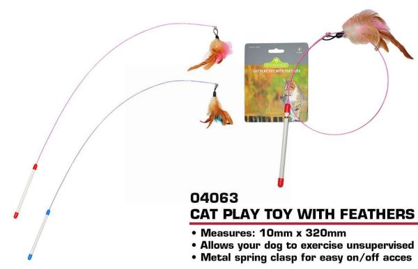 Pets That Play Cat Play Toy with Feathers - Assorted Colours
