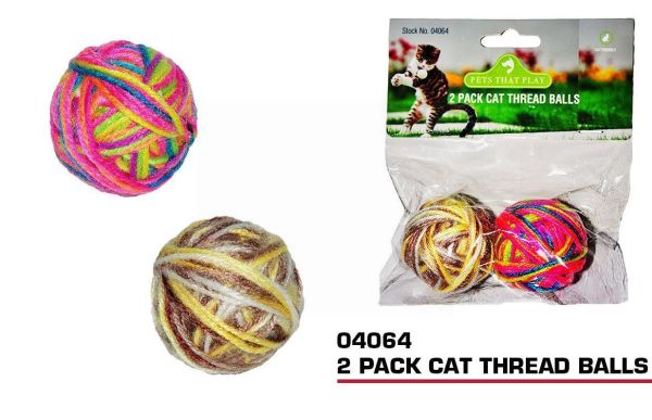 Pets That Play Cat Thread Bells - Pack of 2 - Assorted Colours