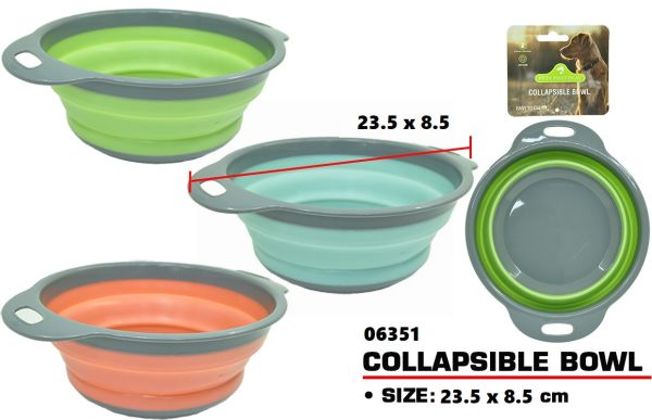 Pets That Play Collapsible Bowl for Small/Medium Dogs - Assorted Colours - 23.5 x 8.5cm