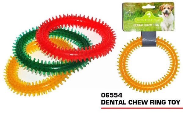 Pets That Play Fetch & Retrieve / Pull & Tug Dental Chew Ring Toy - For Small / Medium Dogs -  Assorted Colours