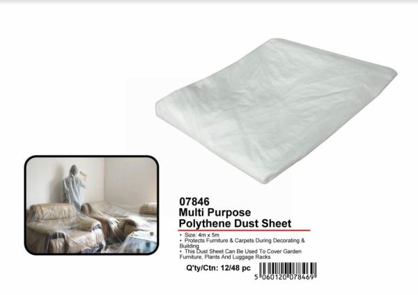 JAK Multi Purpose Polythene Dust Sheet - 4m x 5m - Clear
