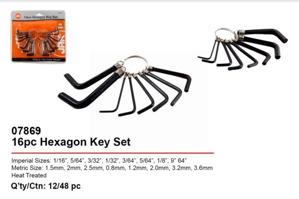 JAK Allen Hexagon Key Set - Pack of 16
