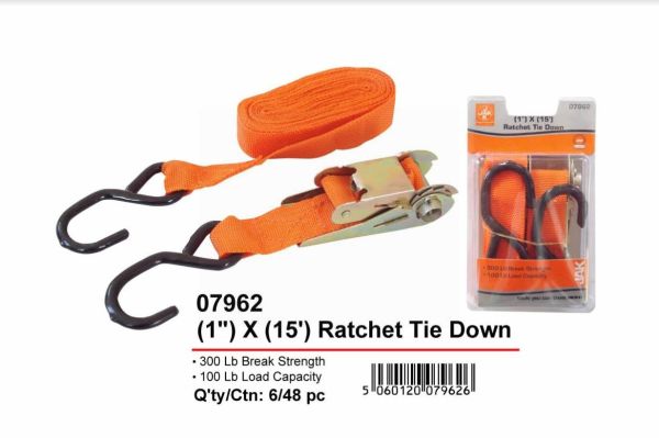 JAK Ratchet Tie Down - 1" x 15"