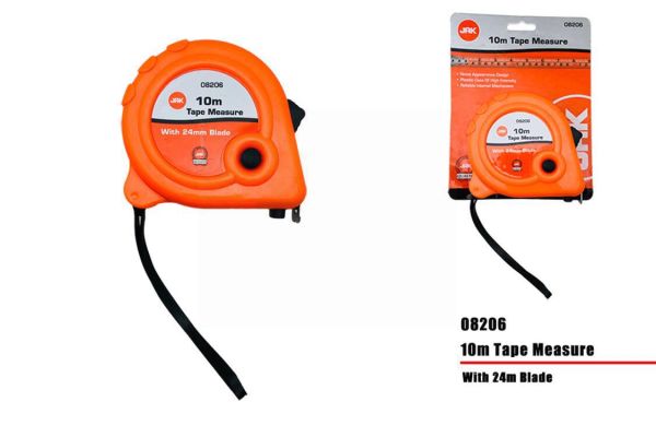 JAK Tape Measure with Belt Clip - Orange - 10m