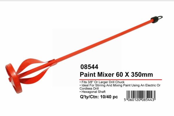 JAK Paint Mixer with Hexagonal Shaft - 60 x 350mm