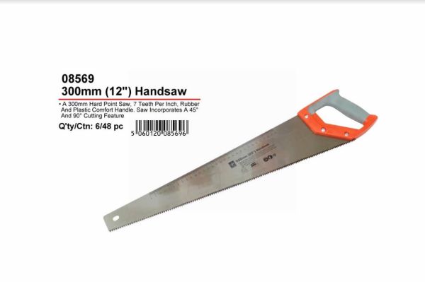 JAK Heavy Duty 12" Handsaw with Rubber/Plastic Comfort Handle - 300mm
