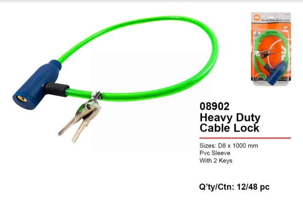 JAK Bicycle Cable Lock with 2 Keys - Size 7 - 55cm