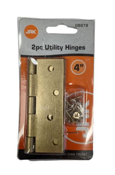 JAK Heavy Duty Utility Hinges with Screws - 4" - Pack of 2