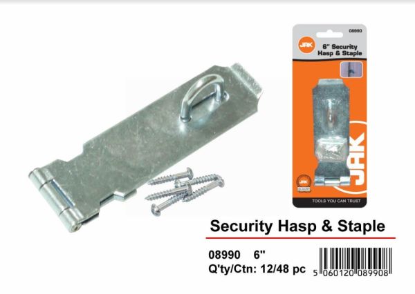 JAK Security Hasp & Staple - 6"