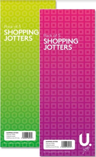 U Jot Shopping Jotters - 21 x 7.5cm - Green/Pink - Pack of 5