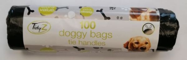 Tidyz Extra Strong Doggy Bags with Tie Handles - 34 x 30cm - Pack Of 100