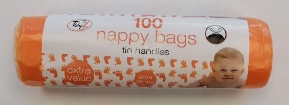 Tidyz Extra Strong Nappy Bags With Tie Handles - 28 x 34cm - Roll Of 100