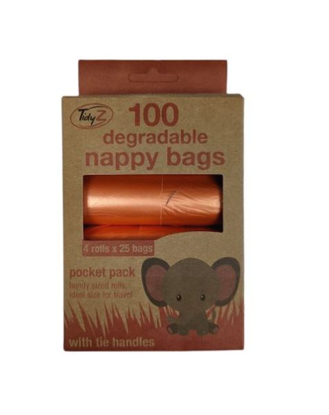 Tidyz Very Strong Degradable Nappy Bags With Tie Handles - 32 x 36cm - Pack Of 100
