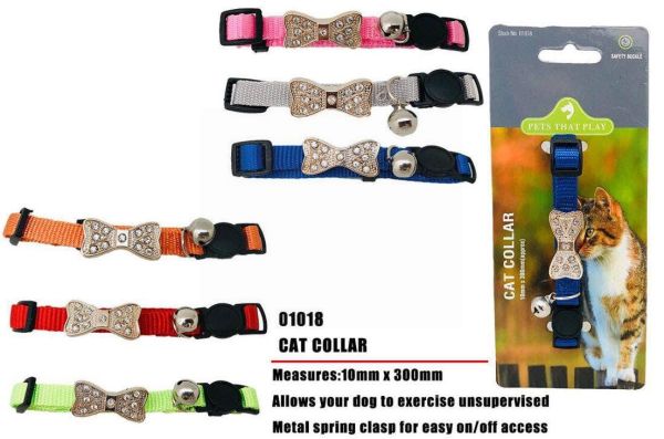 Bow Cat Collar - 1cm x 30cm Approx - Colours May Vary