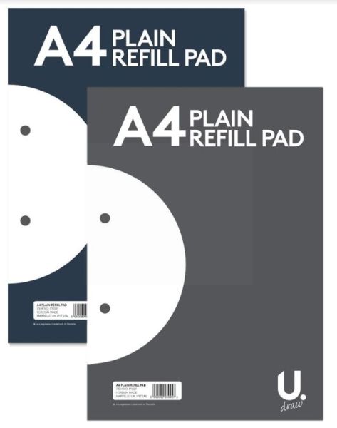 U Draw A4 Plain Refill Pad - 30cm x 21cm