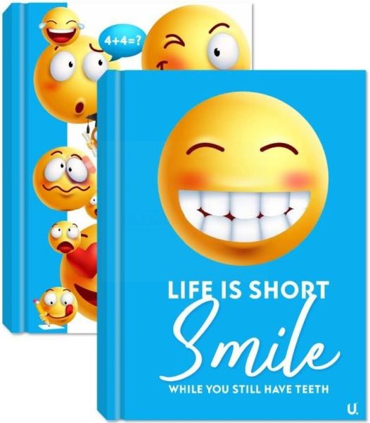 U Smile Emoji A5 Hardback Notebook - Blue/White