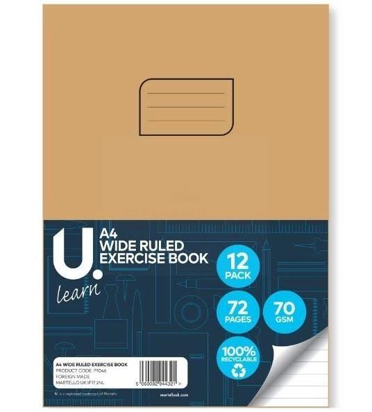 U Learn A4 Wide Ruled Exercise Book - 70 GSM - 72 Pages