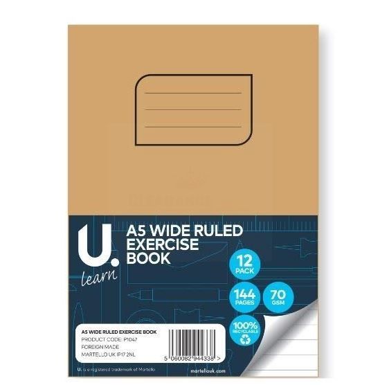 U Learn A5 Wide Ruled Exercise Book - 70 GSM - 144 Pages