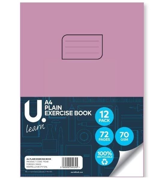 U Learn A4 Plain Exercise Book - 70 GSM - 72 Pages
