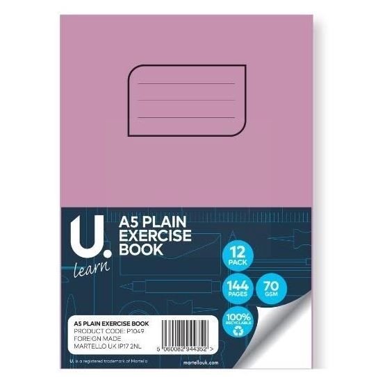 U Learn A5 Plain Exercise Book - 70 GSM - 144 Pages