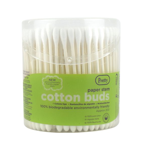 Pretty 100% Biodegradable Cotton Buds Paper Stem - Pack of 200
