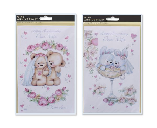 HAPPY ANNIVERSARY DEAR WIFE CARD - 2 ASSORTED DESIGNS