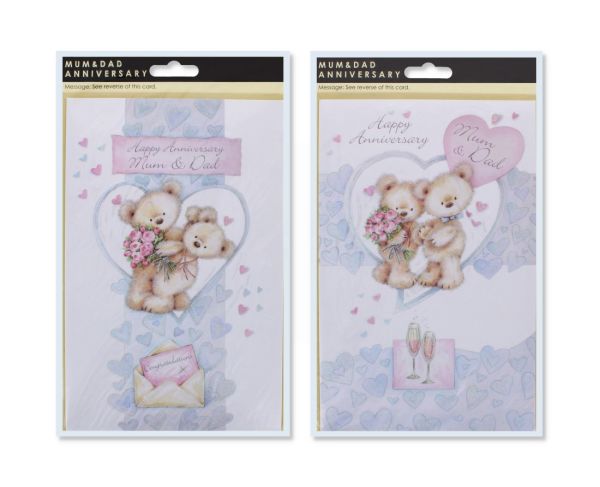 MUM & DAD HAPPY ANNIVERSARY CARD - 2 ASSORTED DESIGNS