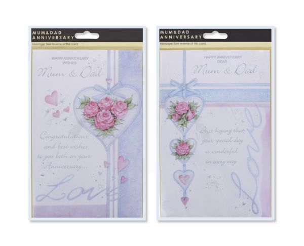 MUM & DAD ANNIVERSARY CARD - 2 ASSORTED DESIGNS