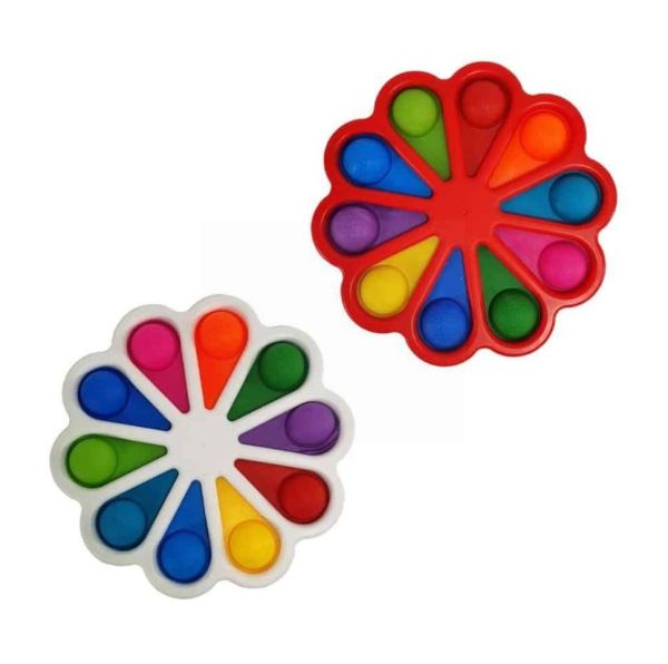 10 POP Large Sensory Fidget Floor Rainbow Petal Bubble Toy - 18cm - Assorted Colours