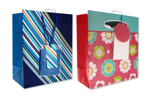 GIFT BAGS – ASSORTED PACK OF 6 BLUE & 6 FLORAL PINK
