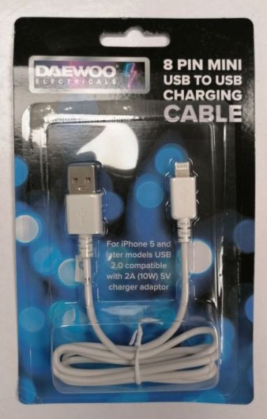 8 Pin USB Lightening Charging Cable - 1 Metre Cable - Iphone 