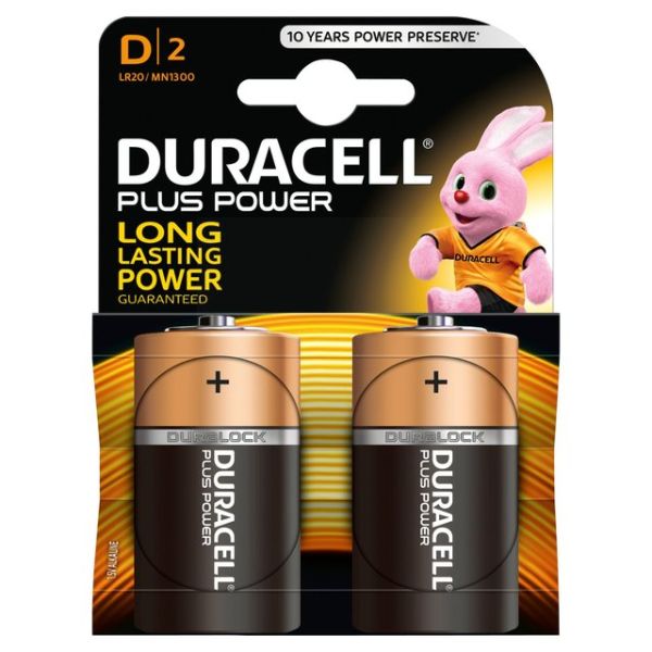 Duracell Plus Power D Batteries - Pack Of 2