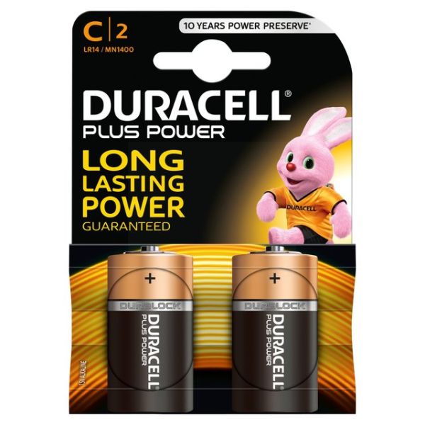 Duracell Plus Power C Batteries - Pack Of 2