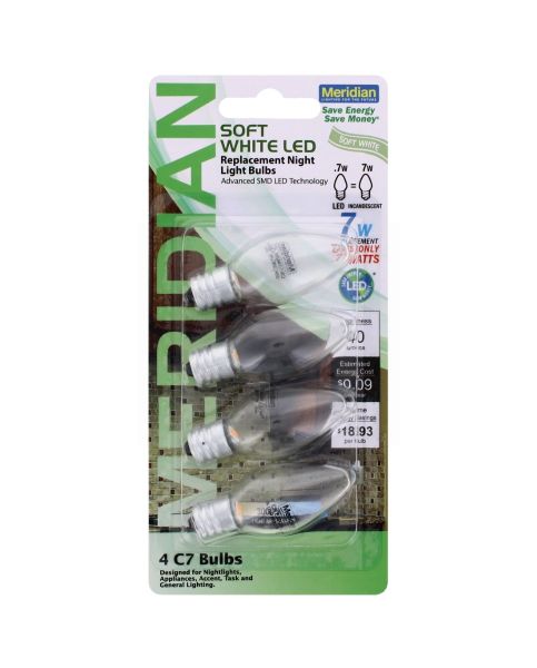 C7 SOFT WHITE LED BULB 4PK