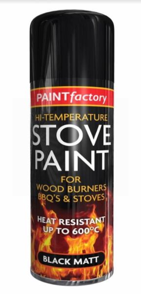 Paint Factory High Temperature Stove Paint for Wood Burners, BBQ's & Stoves - Black Matt - 400ml